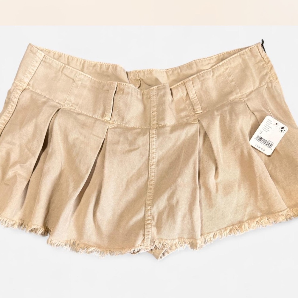 Free People Beige Pleated Women's Skorts
